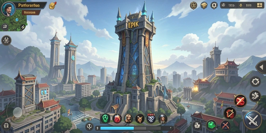 Gameplay menara pertahanan yang penuh aksi dan strategis.