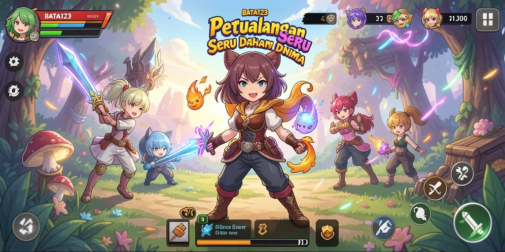 Screenshot gameplay BATA123 menampilkan aksi karakter anime yang dinamis.