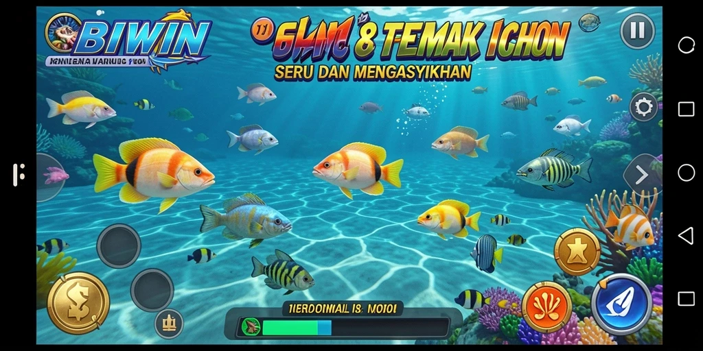 Tampilan gameplay BIWIN yang penuh warna dengan aksi Tembak Ikan seru.