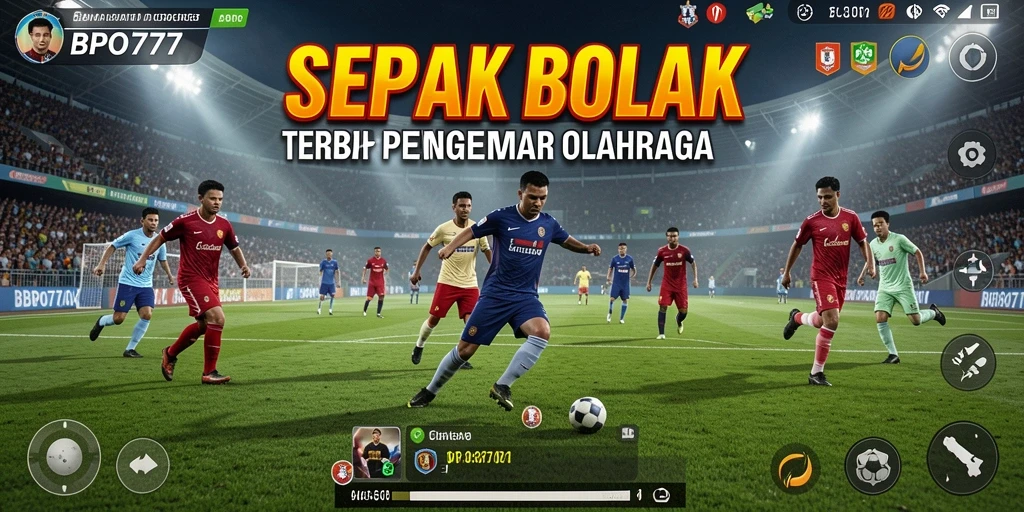 Tampilan gameplay menarik dari BPO777 dengan aksi sepak bola nyata.