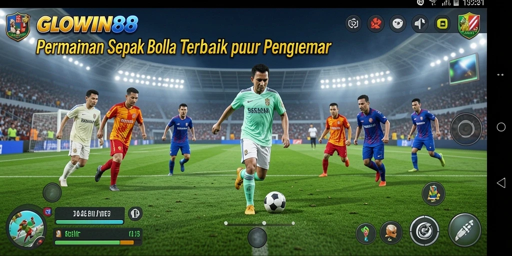 Tampilan menarik dari gameplay sepak bola di GLOWIN88.