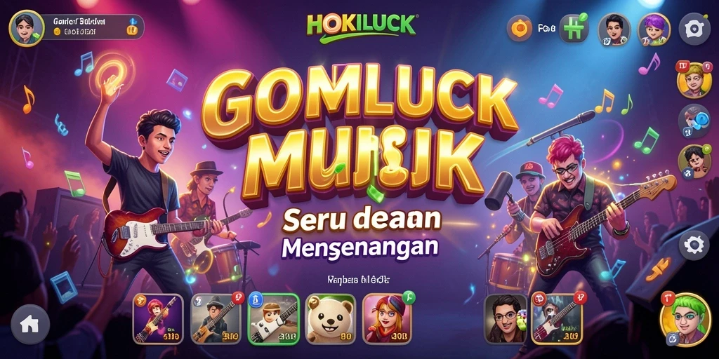 Tampilan gameplay HOKILUCK dengan berbagai tingkat kesulitan dan lagu.