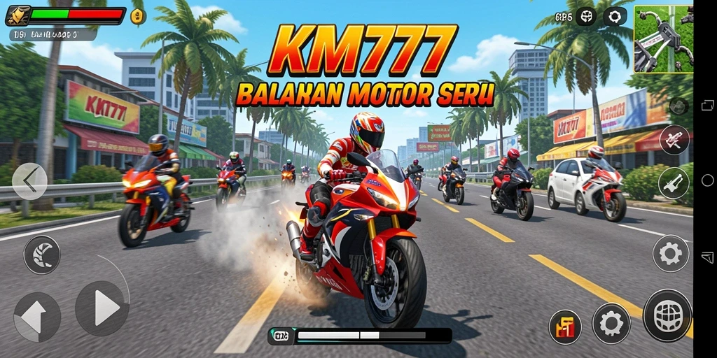 Tampilan aksi balapan motor yang intens dalam KM777.