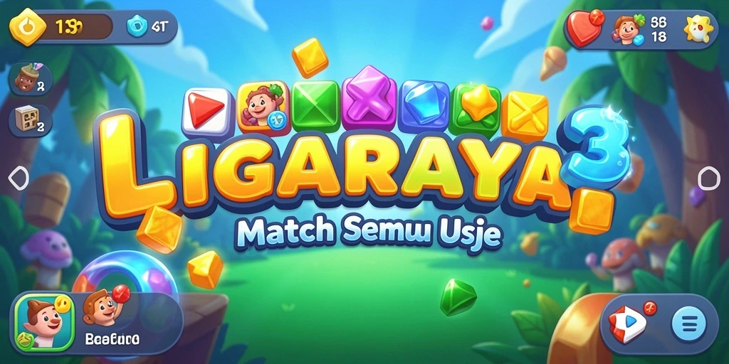 Screenshot LIGARAYA menunjukkan gameplay Match-3 yang seru.