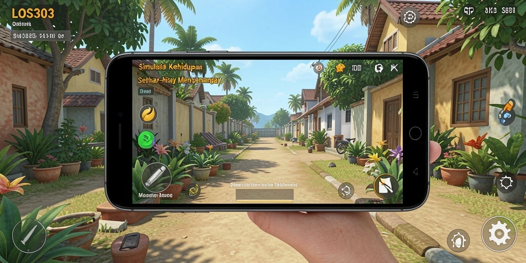 Tampilan gameplay LOS303 yang menampilkan interaksi sosial dan aktivitas kehidupan.