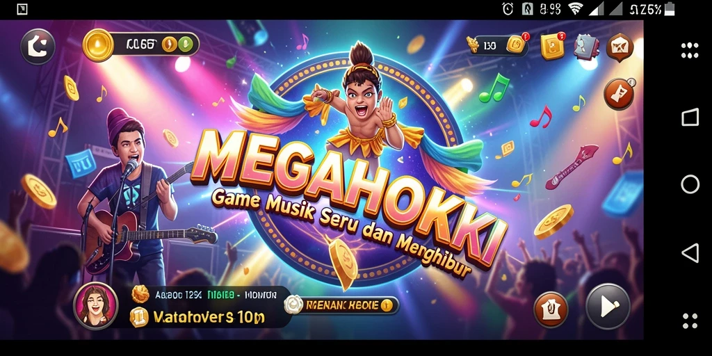 Tampilan gameplay seru dari MEGAHOKI yang penuh warna.