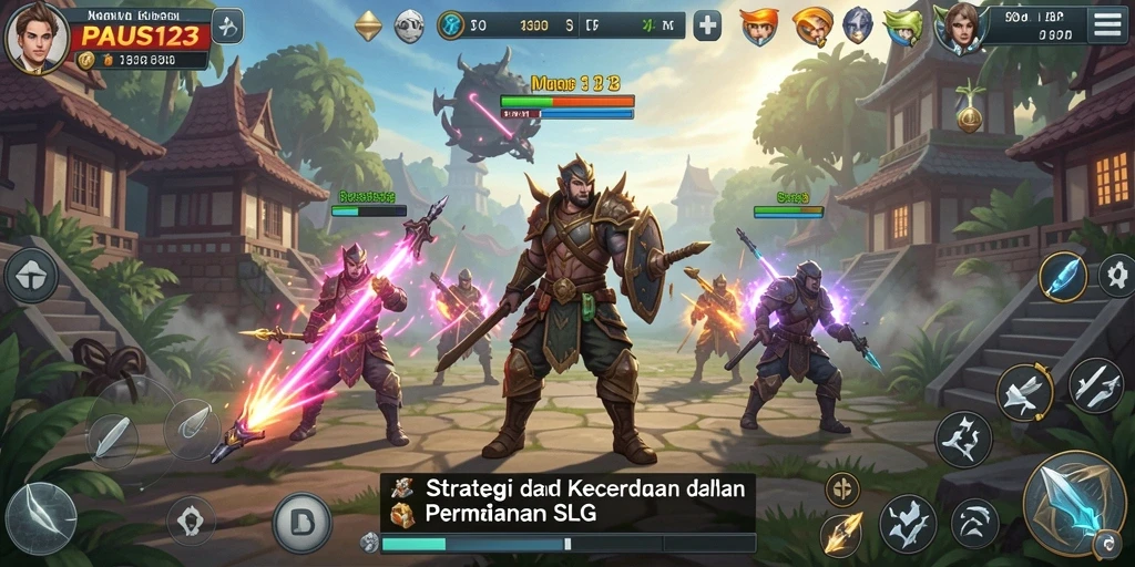 Screenshot gameplay PAUS123 yang menunjukkan strategi pertempuran.