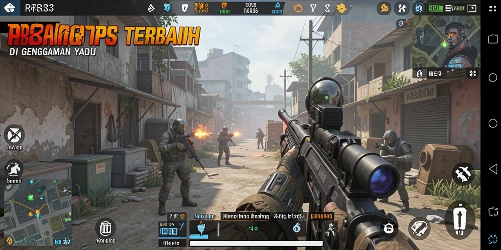 Screenshot gameplay <strong>RR33</strong> menampilkan aksi tembak-menembak yang intens dan strategis.