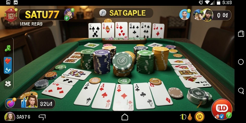 Screenshot game SATU77 menunjukkan intensitas permainan Gaple.