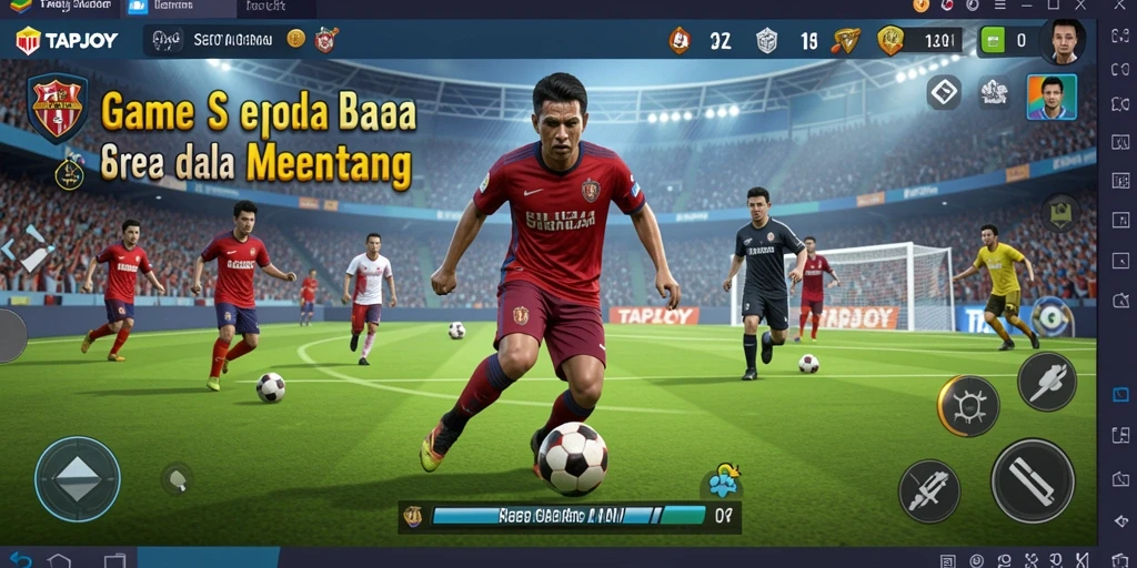 Tampilan gameplay seru dari TAPJOY dalam aksi sepak bola.