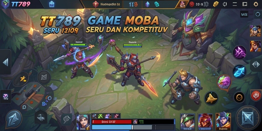 Screenshot <strong>TT789</strong> menampilkan pertarungan seru antar pemain dalam permainan MOBA.