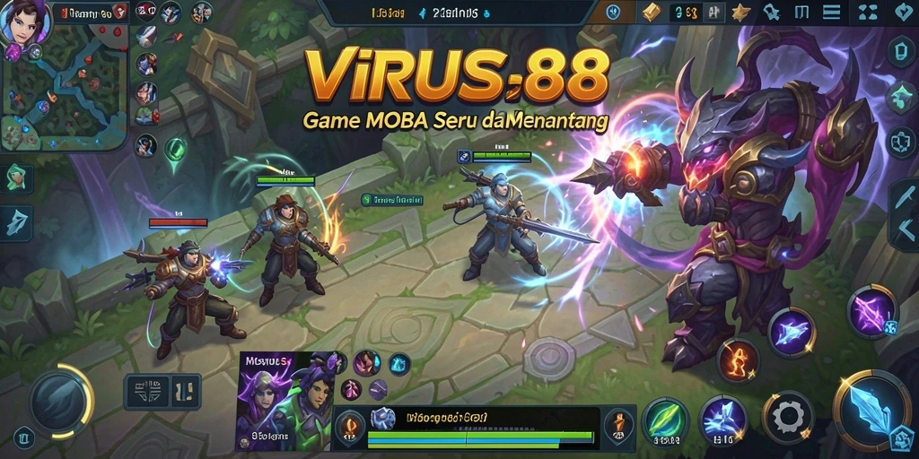 Tampilan gameplay <strong>VIRUS88</strong> yang seru dan kompetitif dengan karakter unik.